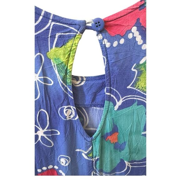 Vintage Jams World Tank Minidress — Floret Blue Print, Made in Hawaii, Rare Sz S - Picture 3 of 14